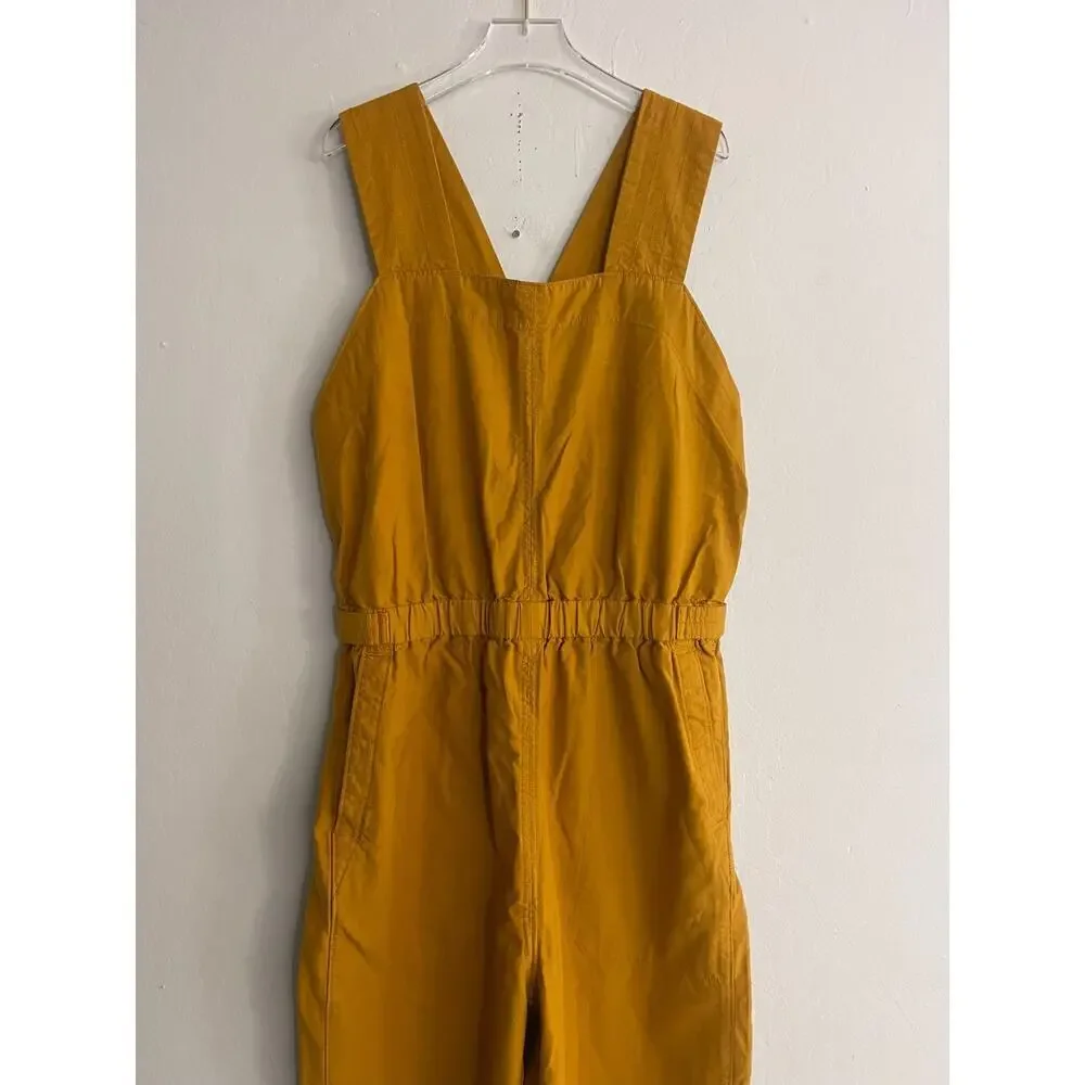 Everlane 8 The Fatigue Jumpsuit Cotton Linen Blend Pants Sleeveless Mustard